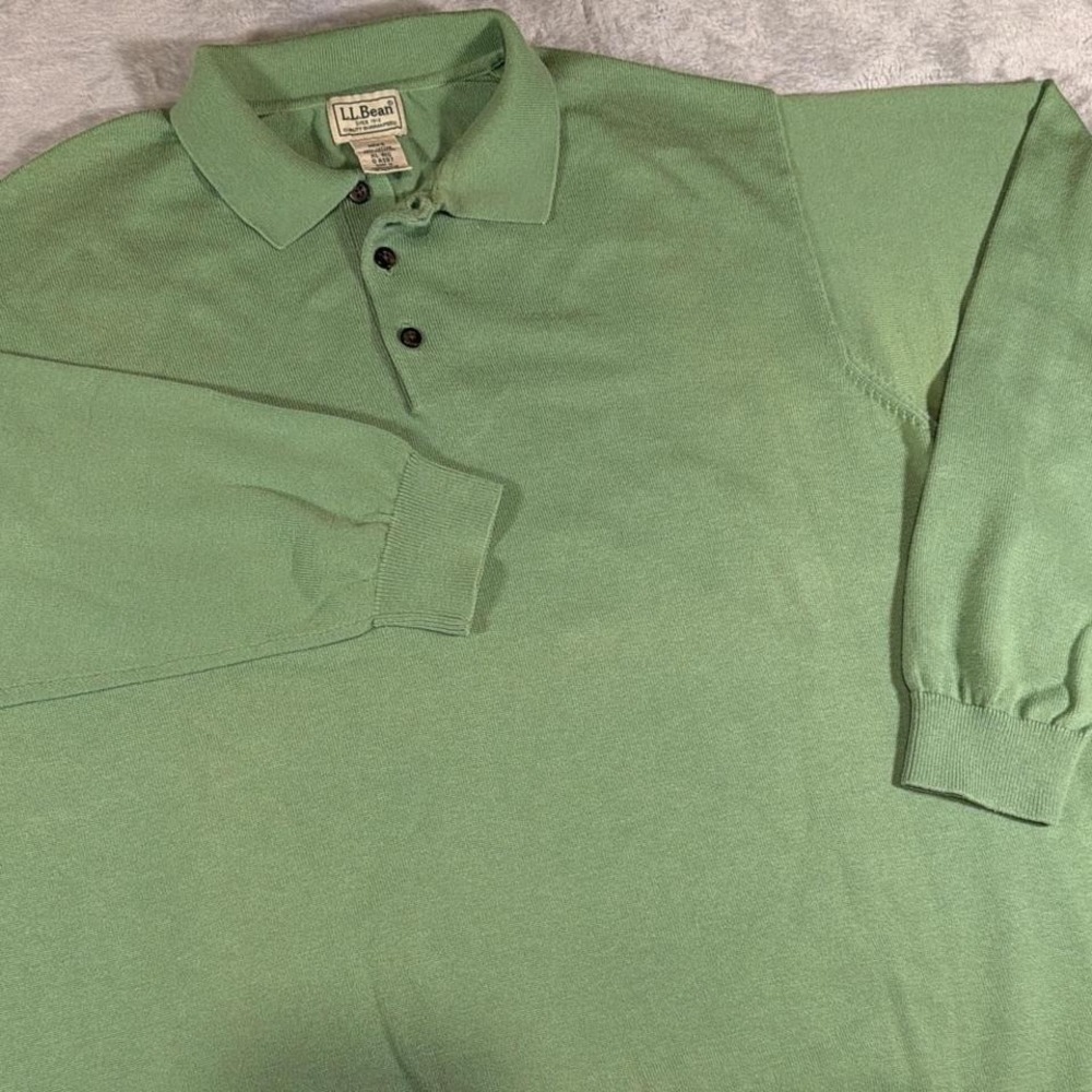 Y2K Vintage L.L.Bean Knit Polo Sweater |‎ Pastel Green | XL